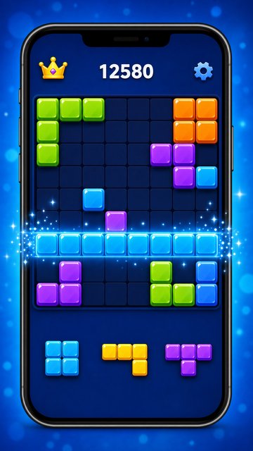 Gameplay de Rowburst - Tablero con bloques coloridos